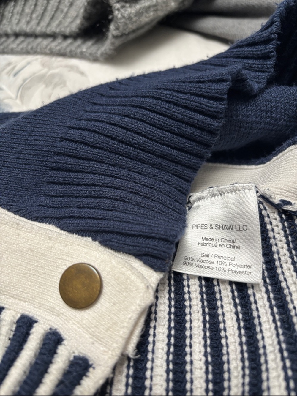 Veronica Beard Stripe Milou Ottoman Snap Mock Neck sweater. Sz Small - Picture 9 of 9